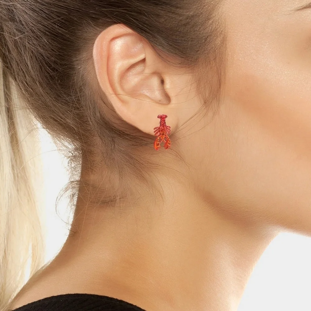 🦞▪️ Betsey Johnson ▪️Mermaid Jewels Johnson Gorgeous Lobster Red  Earrings